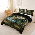 thumbnail image 2 of jejeloiu Camo Bass Fishing Bedding,Wood Farmhouse Print Duvet Cover Full For Boys,Green Black,Black Reversible,3pcs,1 Duvet Cover and 2 Pillowcases, 2 of 6