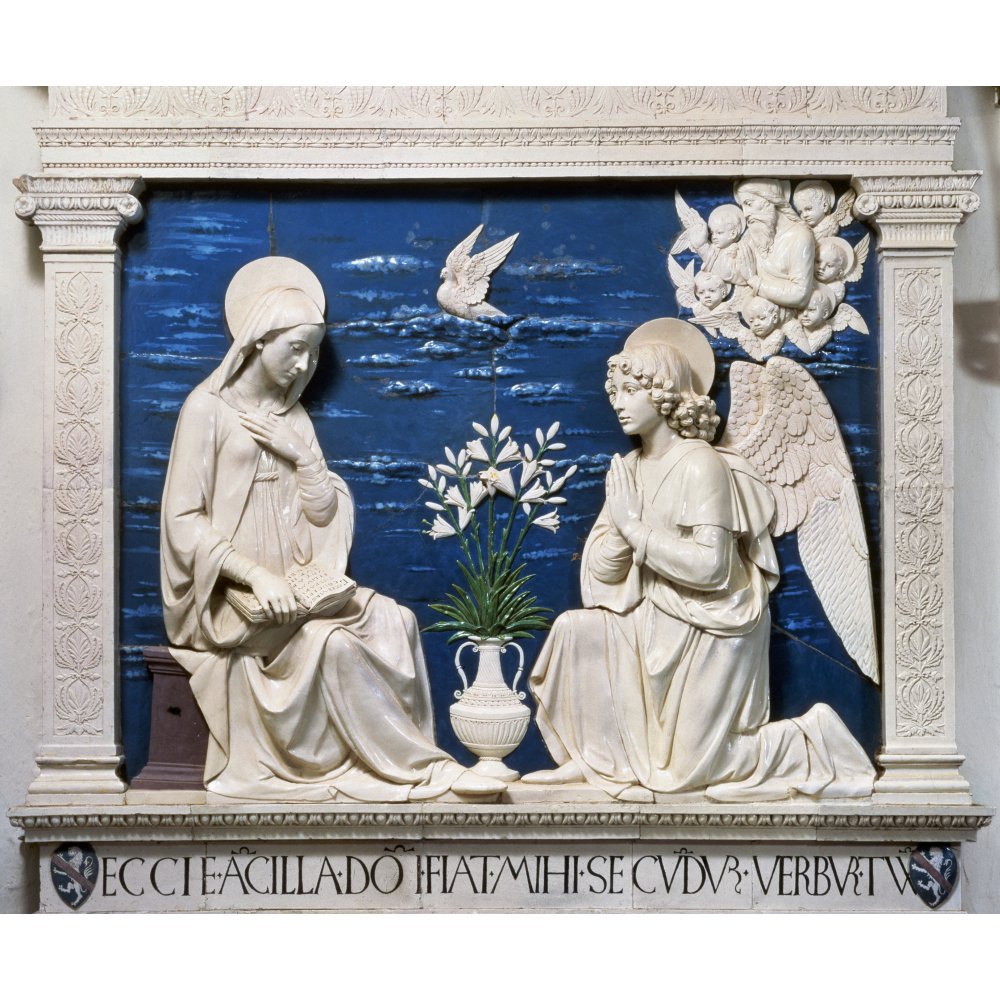 Della Robbia Annunciation. /Nglazed Ceramic Relief At The Sanctuary Of