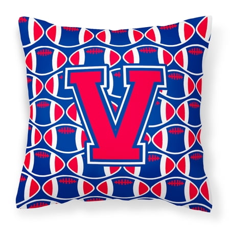 Letter V Football Harvard Crimson and Yale Blue Fabric Decorative Pillow