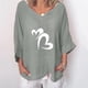 thumbnail image 2 of Blusa suelta con cuello en V y manga tres cuartos con estampado elegante para mujer OAVQHLG3B Store  lin121212, 2 of 4