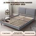 thumbnail image 3 of MARNUR Queen Size Bed Frame with Linen Fabric Adjustable Upholstered Headboard, Wooden Slats Support, Gray, 3 of 11