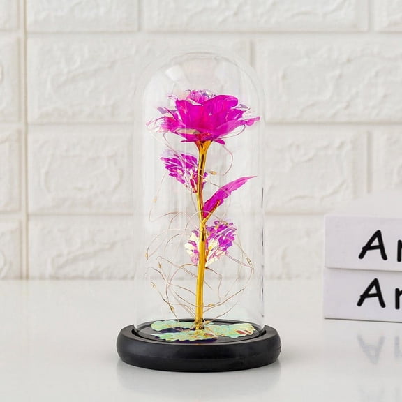 Christmas Rose Gifts For Women Glass Rose Artificial Flower Decoration Rose In Glass Dome Galaxy Flower Mom Wife Girlfriend Birthday Anniversary Thanks