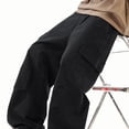 thumbnail image 6 of FRSASU Wide Leg Cargo Pants for Men Stretch Cotton Loose Versatile Athletic Hiking Pants with Pockets Black, 6 of 7