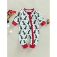 thumbnail image 2 of Bagilaanoe Newborn Baby Girl Boys Christmas Jumpsuit Dinosaur Print Long Sleeve Bodysuit 3M 6M 12M 18M Infant Zipper One Piece Romper, 2 of 8