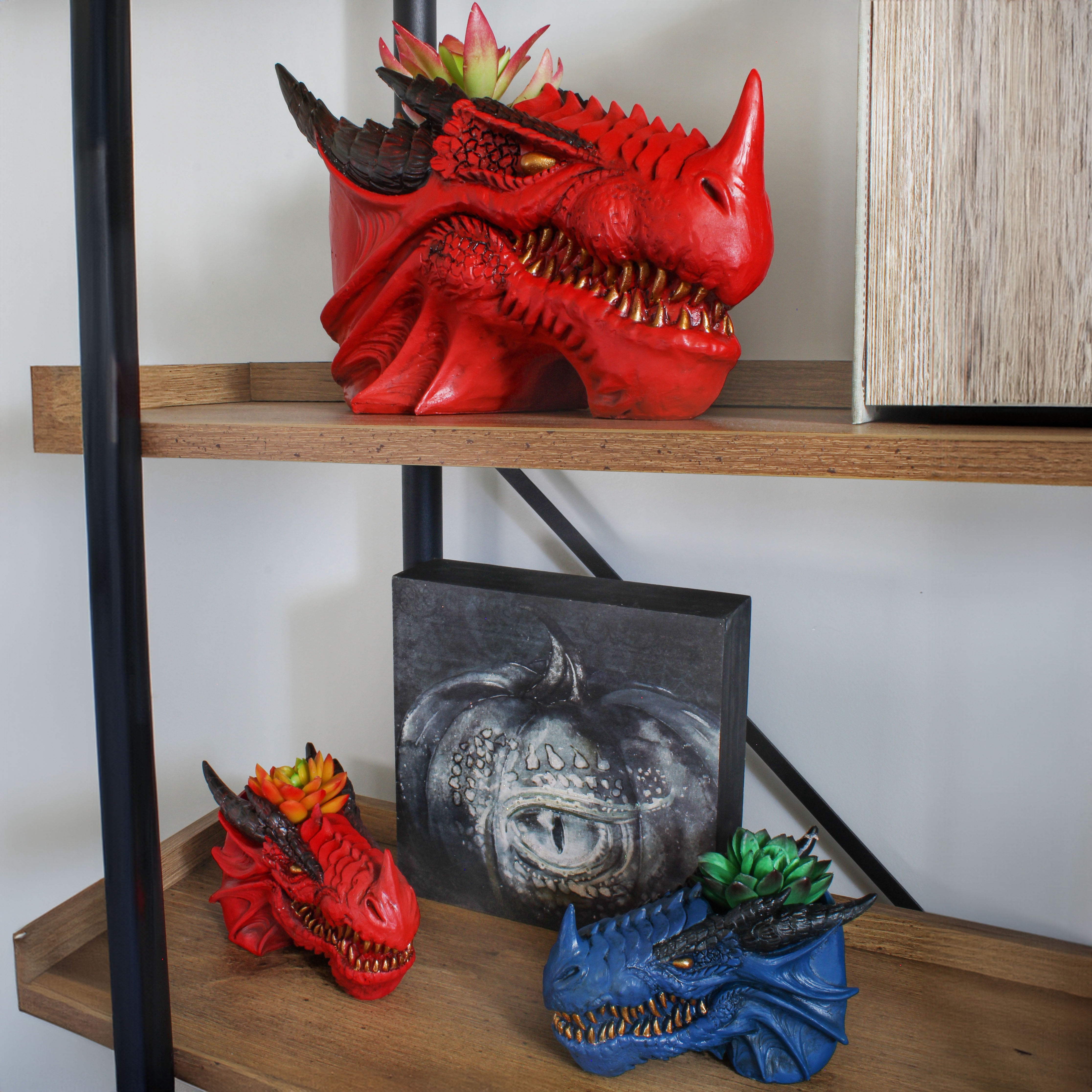 Esterno Dragon Head Planter Pot (11-Inch, Medium); Fantasy Dragon Head Shaped Gardening Container or Home Decor