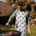 thumbnail image 4 of White Floral Skull Pattern Apron-Garden Aprons for Women with Pockets-Cotton Linen Waterproof Kitchen Cooking Gardening Aprons Adjustable for Kitchen,Cooking,BBQ and Salon 33x27 Inch, 4 of 7