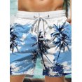 thumbnail image 2 of Pantalones cortos de playa de moda para hombre con diseño de árbol de coco, pantalones cortos hawaianos, bañadores con cordón, ropa de calle para vacaciones y playa, estilo Harajuku, 2 of 5