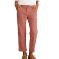 thumbnail image 2 of Karymi Jean Shorts Solid Fake Linen Mid Rise Button Zip Fly Slim Straight Leg Cropped Ankle Length Casual Trouser Pants with Front Slant Pockets Women's Pants, 2 of 5