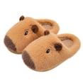 thumbnail image 4 of 2026 Kids Capybara Animal Plush House Slippers, Boys Girls Cute Cartoon Fuzzy Open Back Indoor Slippers Warm Winter Home Footwear for Toddler to Big Kids 3-10.5 Years, 4 of 9