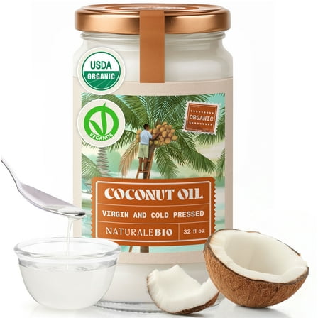 NaturaleBio Organic Virgin Coconut Oil – 32 fl oz (1 L) Jar