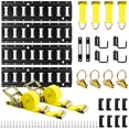 thumbnail image 1 of Elechomes E Track Tie-Down Rail Set: 4 Pack 16" E-Track Rails with 2 Ratchet Straps, 4 Rope Tie Offs, 4 O Rings, 4 J-Hooks, 2 Single Slot,, 1 of 9