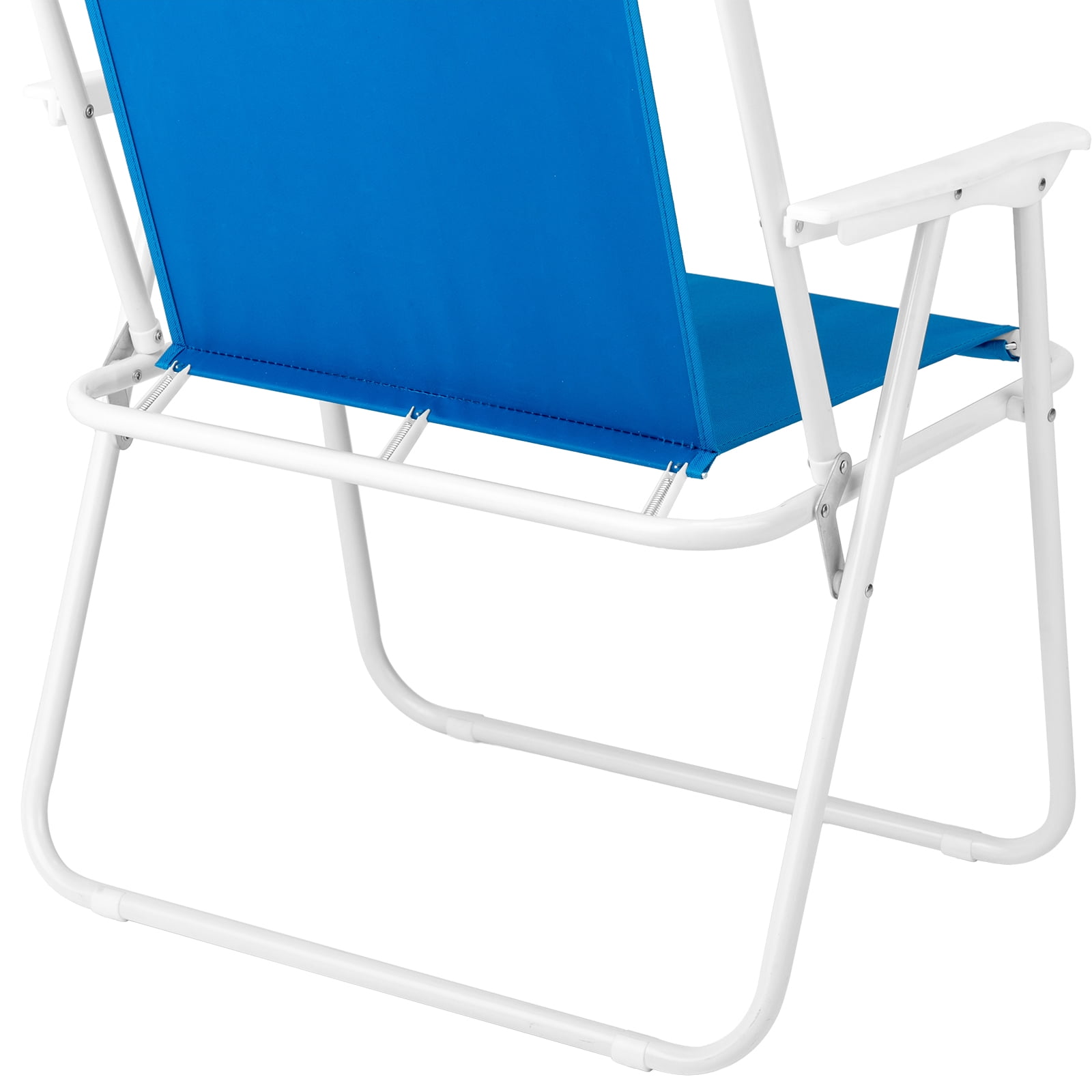 Folding Beach Chair with Detachable UV Umbrella, High Back Outdoor Lounge Chair with Armrest, Iron Frame Supports 265lbs, Lightweight Portable Foldable Chair for Beach Park Camping Concert