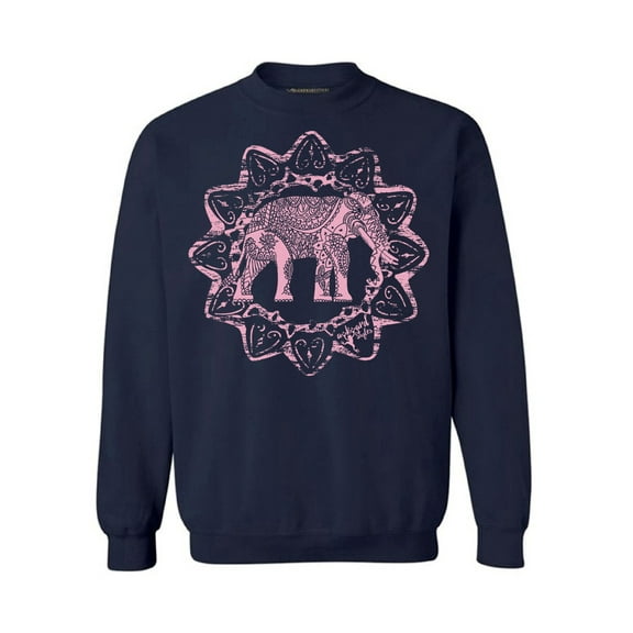 Awkward Styles Pink Elephant Unisex Crewneck Patterned Crewneck for Women Elephant Sweater for Him Tracery Sweater Indian Pattern Crewneck Elephant Crewnecks Animal Sweatshirt Animals Crewneck