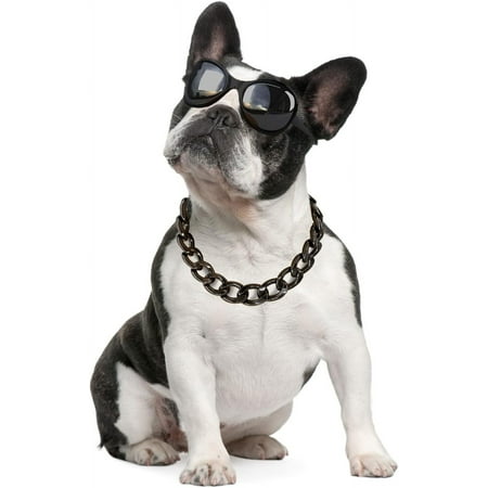 Wellsay 18K Gold Dog Plated Chain Collar-3/4 Inch 20mm Width Cuban Link Durable Dog Necklace  Cute Fashion Pet Collar for Pit   Light Metal Jewelry Bold Chain Puppy Accessories (20 inch  Gold)