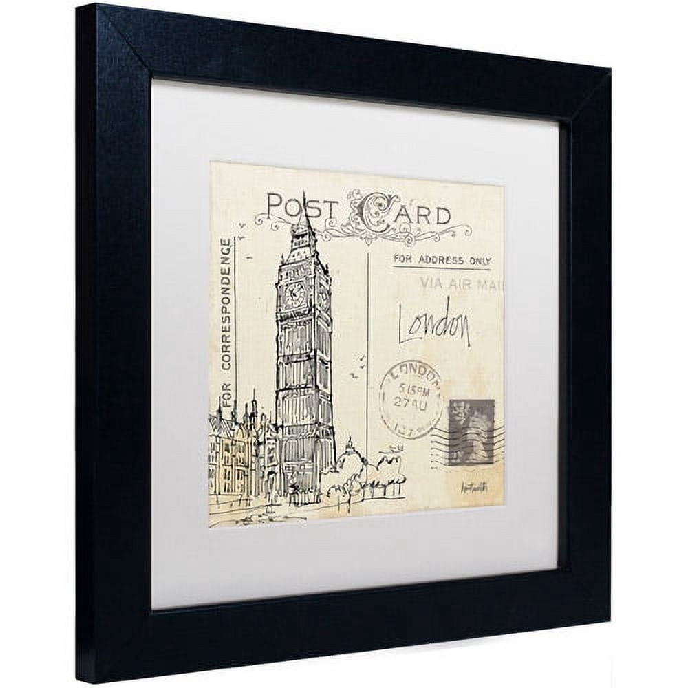 Trademark Fine Art "Postcard Sketches II" Canvas Art by Anne Tavoletti, White Matte, Black Frame