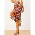 thumbnail image 2 of Fala medpierfloral tropical con abertuen parte delantefruncide verano pamujer rojo S, 2 of 6