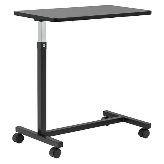 Adjustable Overbed Table on Wheels – Height Adjustable from 30” to 42” – H-Base Rolling Bedside Table for Home, Hospital & Nursing Use – Supports 50 lbs – 15” Wide Surface