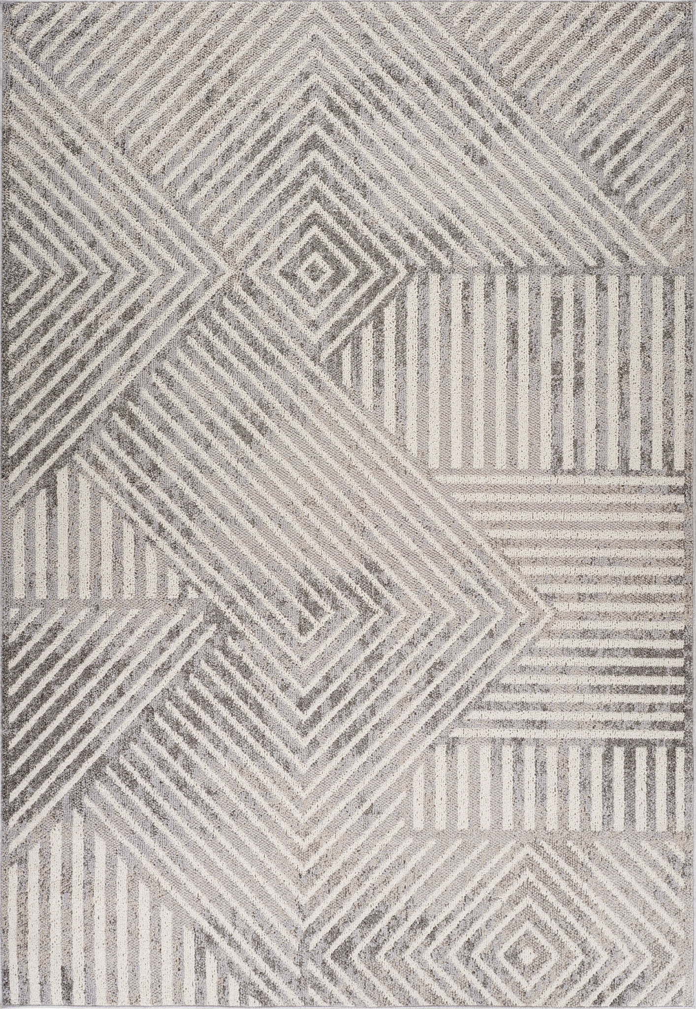 Rug Branch Jules Modern Indoor Area Rug, Grey Beige, Geometrical - Living Room, Bedroom, Dining Room, and Kitchen
