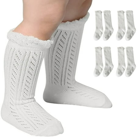 

4Pairs Baby Girls Boys Knee High Socks Cotton Newborn Knit Stockings for 0-4 Years Infants Toddlers(Gray 2-4 years old)