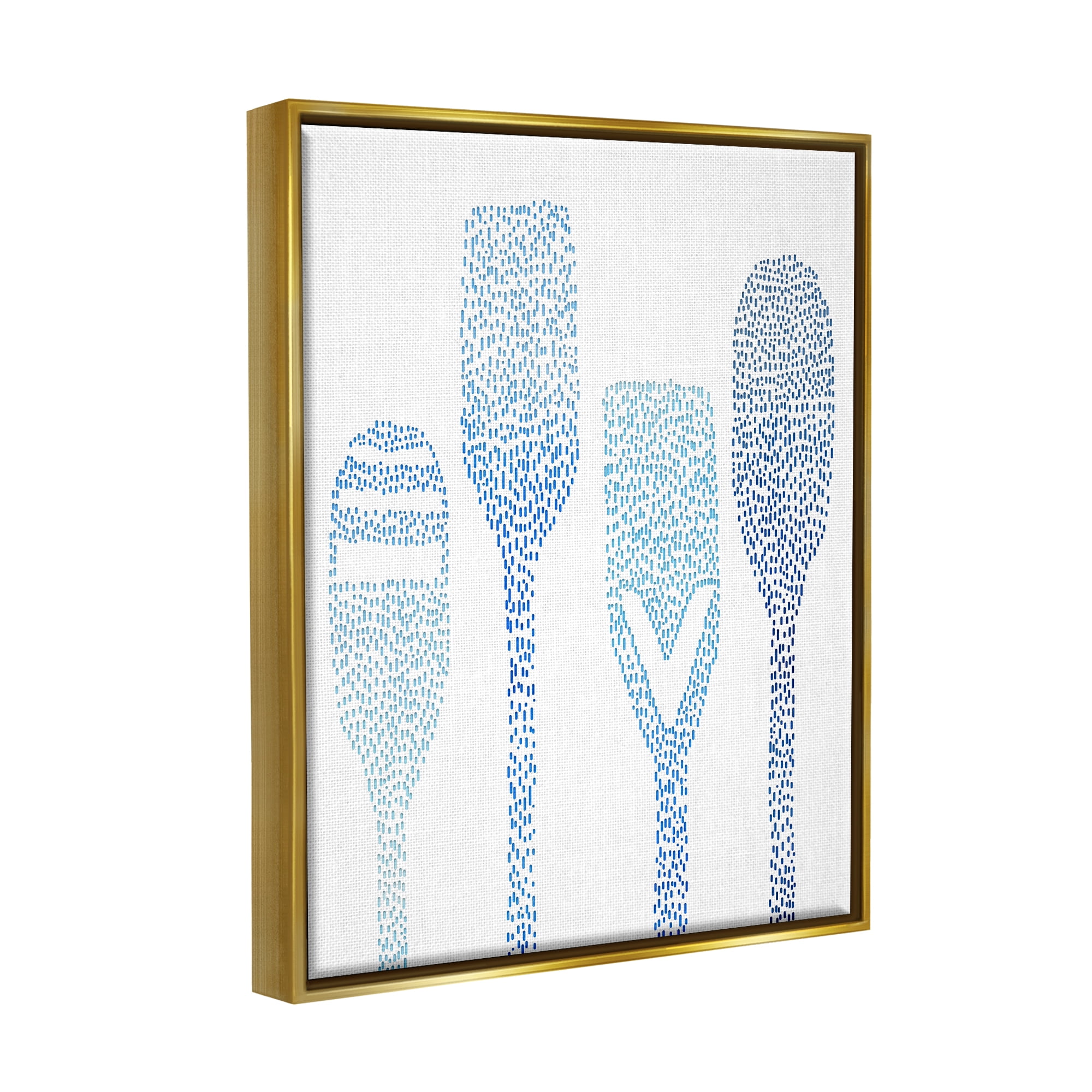 Stupell Boat Oars Abstract Stipple Pattern Landscape Painting Gold Floater Framed Art Print Wall Art