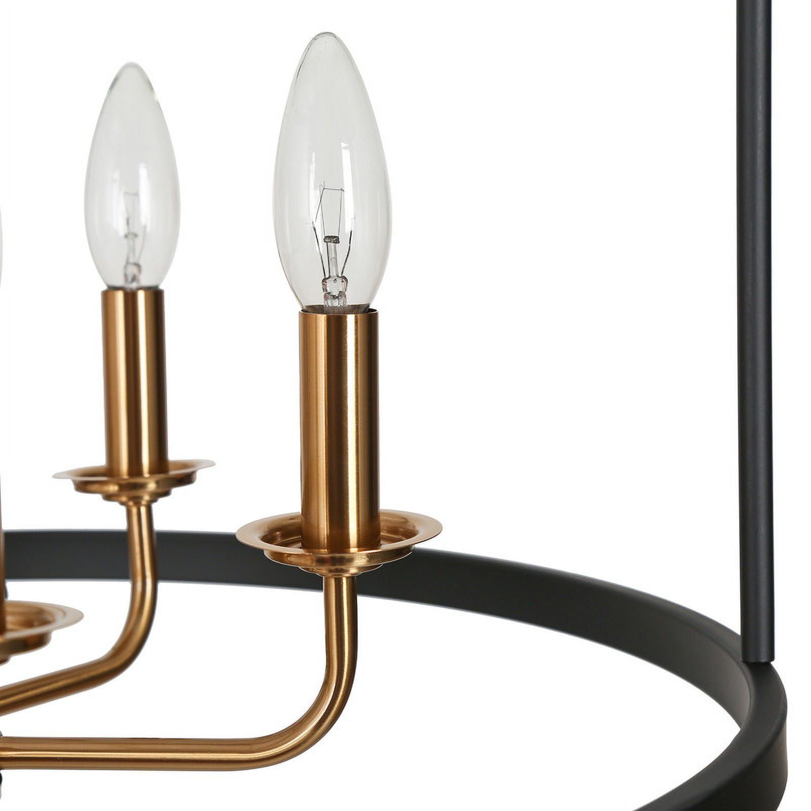 LNC 21.5" Black and Gold 6-Light Lantern Chandelier with E12 Base for Foyer or Dining Room