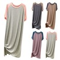 thumbnail image 3 of Mrat Womens Nightgown Long Sleepshirts Summer Matching Pajamas Fall Pajamas Bathrobes for Ladies Short Sleeve Sleeping Skirt Purple_C M, 3 of 9