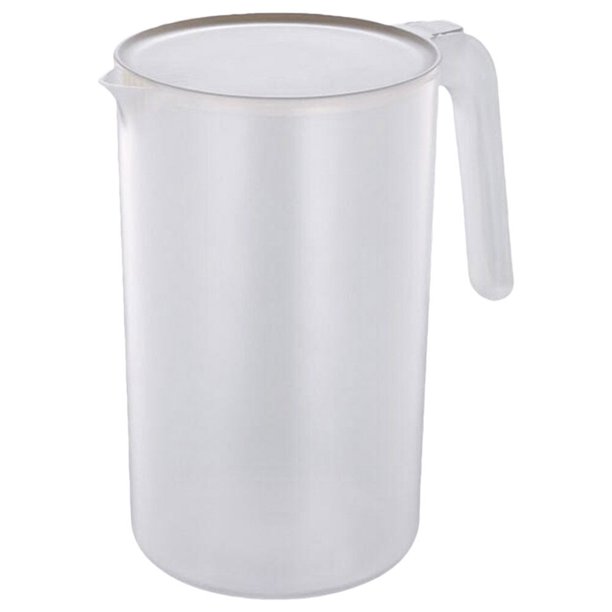 GOOHOCHY Tetera de plástico para bebidas, jarra para agua fría resistente al calor, jarra de jugo con mango (Beige), 2500ML, 1 ud.