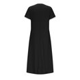 thumbnail image 4 of XIAOCHA Women's Eyelet Dress Loose Pleated Pocketed Short Sleeves Crewneck Midi Dress Breathable Casual Everyday Dresses, 4 of 5