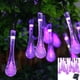 thumbnail image 2 of Guirnalda de luces solares, 19.2 pies, 8 modos, 30 gotas de agua LED, luces solares para jardín, cerca, patio, fiesta y vacaciones (morado) Adepaton SNFLD1021, 2 of 9