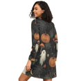 thumbnail image 2 of FORMRS Womens Long Sleeve Nightgowns Crew Neck Sleep Shirt Soft Pajamas Sizes S-3XL, Autumn Ghost Pattern, 2 of 8