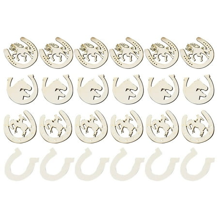 

24pcs Wood Slices Horseshoe Design Wood Chips DIY Handmade Graffiti Chip