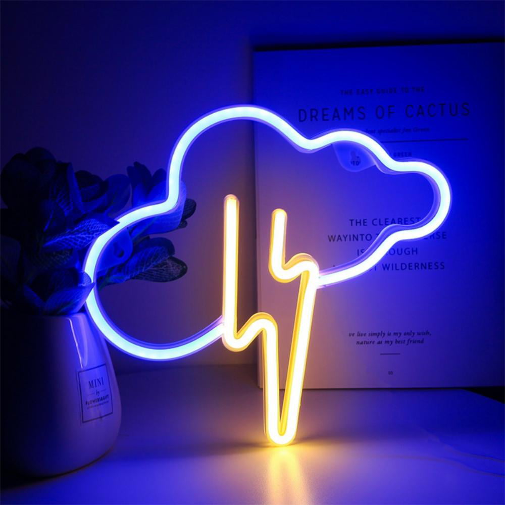 VIOPVERY 3 Pcs Neon Signs for Wall Decor, LED Neon Lights Signs for Bedroom Wall, LED Cloud Lightning Planet Neon Lights for Kids Room,Gift,Party