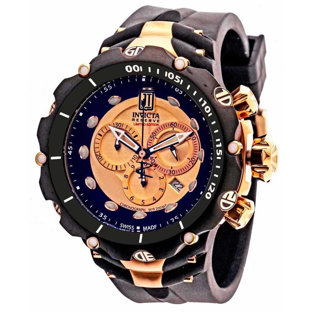 Invicta Men's 14418 Jason Taylor Reserve Rose Gold Dial Black