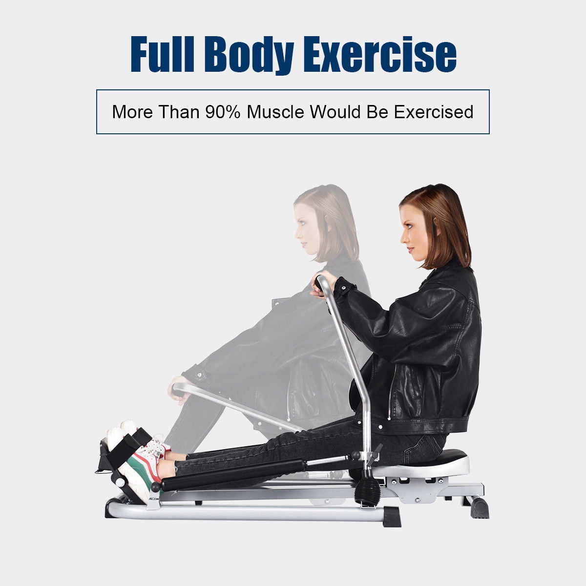 Gymax Exercise Rowing Machine Rower w/Adjustable Double Hydraulic Resistance Home Gym