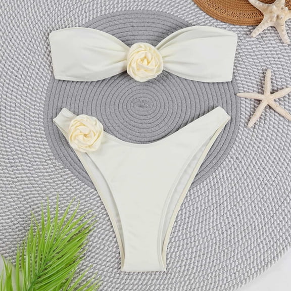 Dresfit Breezy Two Piece Swimsuit for Women - Quick Dry Beach Bikini White S
