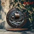 thumbnail image 3 of HELLOYOUNG Vintage Viking Ship 3D Metal Wall Art Nordic Rustic Nautical Decor Aluminum Norse Mythology Indoor for Home Office Cafe, 3 of 9