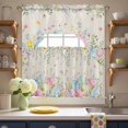 thumbnail image 3 of Easter Eggs Swag Curtains Valance & Tier Set, Spring Colorful Eggs Floral Leaf Linen Texture 3 Pcs Set Kitchen Swag Valances and Tiers 36 Inch Length Rod Pocket Curtain Drapes for Bedroom, 3 of 9