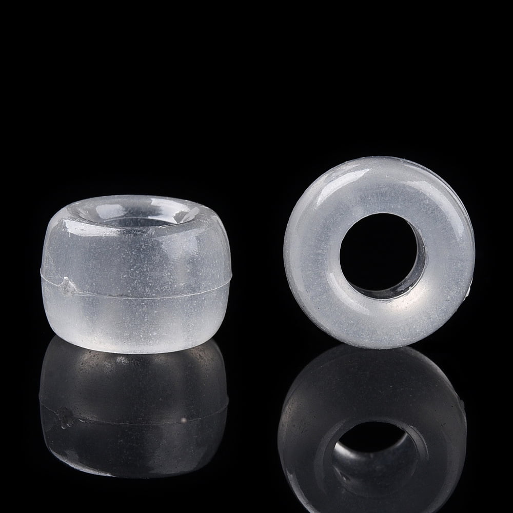 Transparent & Luminous Plastic Beads Frosted Crow Beads Pony Beads Glow in the Dark Barrel White 9x6mm Hole: 3.8mm about 1900pcs/500g