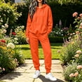 thumbnail image 2 of Jerdar Womens 2 Piece Lounge Set Hoodie Jogger Pants Oversized Solid Color Drawstring Pocket Elastic Waistband Casual Fall Winter Travel Outfits M, 2 of 8
