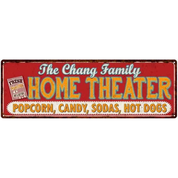 The CHANG Family Home Theater Sign Gift 6x18 Metal Movies Decor 206180100424