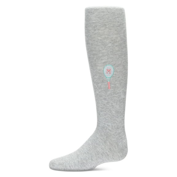 MeMoi Girls Tennis-Themed Embroidered-M Cotton-Rich Tights - Girls - Female, 12, White-Red