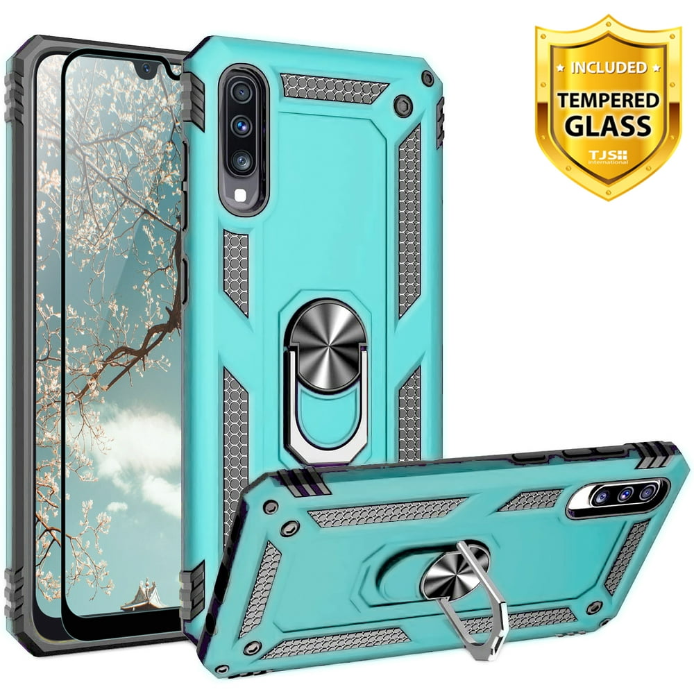 TJS Phone Case for Samsung Galaxy A50 2019, with [Tempered Glass Screen
