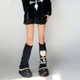 thumbnail image 5 of Calcetines góticos Punk hasta la rodilla para mujer, calentadores de piernas tejidos con esqueleto de calavera, 5 of 5