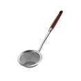 thumbnail image 1 of Yhmxh Utensilios de cocina Colador de embudo de acero inoxidable 304 con mango de madera, para recoger restos finos de aceite de pesca, colador de malla para cocina y hogar, cuchara de pesca., 1 of 6