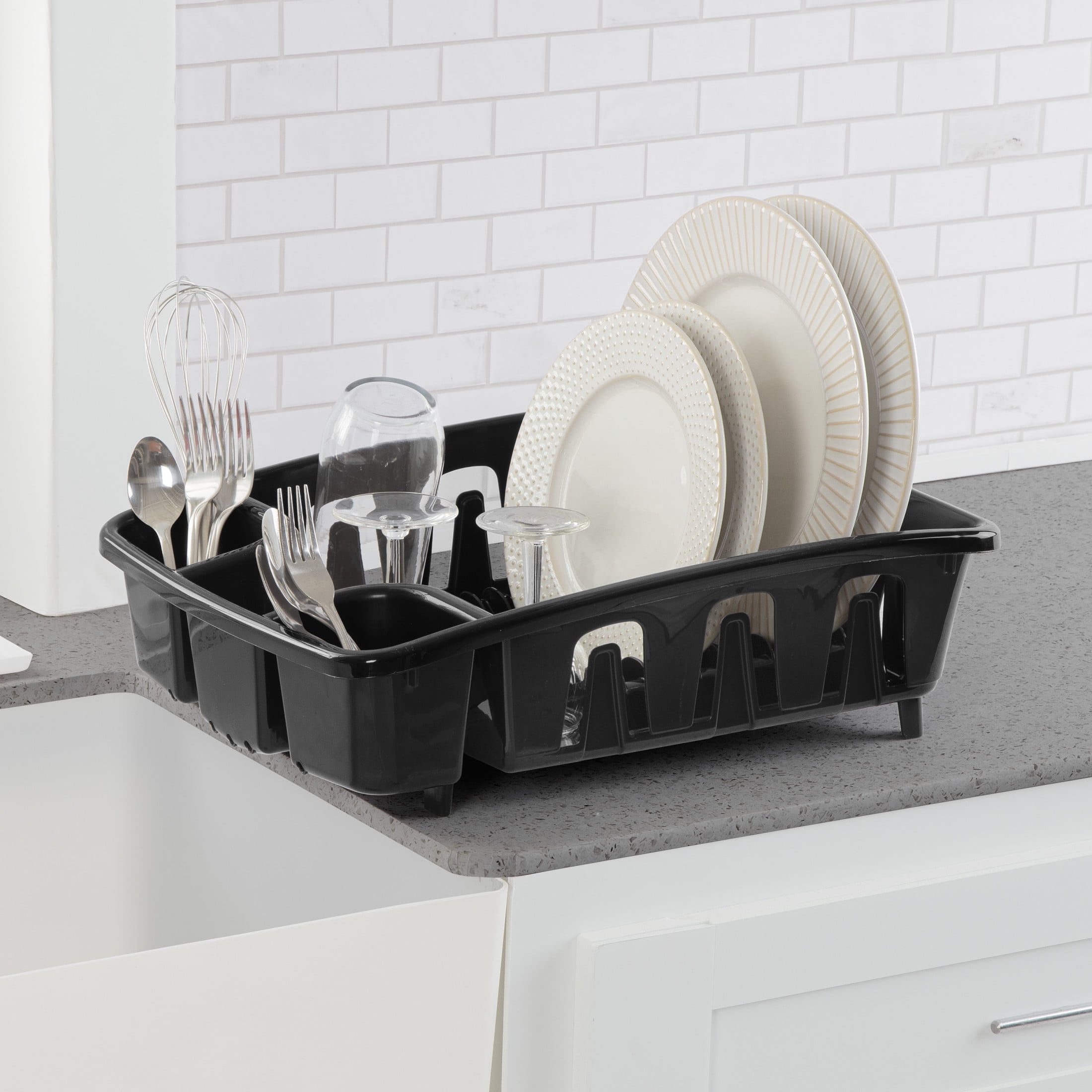 Sterilite DrainRack, Inclined Base for Draining, Black