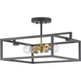 thumbnail image 6 of Progress Lighting Blakely 2-Light Semi-Flush Fixture, Graphite, Rectangular Frame, Satin Brass Accents, Canopy Included, 6 of 16