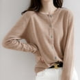 thumbnail image 2 of Cardigans pour Femmes Pull Décontracté Chaud Automne Hiver Col Rond Manches Longues Simple Boutonnage, 2 of 6