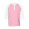 thumbnail image 7 of Lumtrix Men's Henley Cotton Shirt Casual 3/4 Sleeve Lightweight Button Baseball T Shirts Raglan Classic Color Block Top Light pink 2XL, 7 of 7