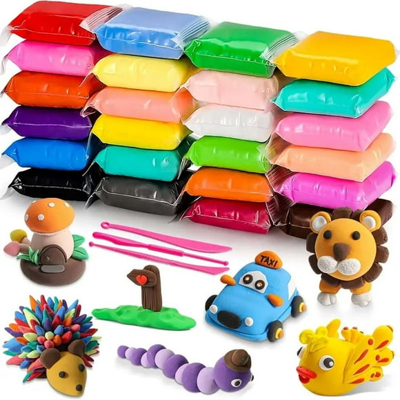 Air Dry Clay kit, 24 Colors Modeling Clay Ultra Light Magic Clay with Tools, Safe and Non-Toxic Modeling Clay, Ideal Gift for Kids (24 Colors+ Tools,50g)