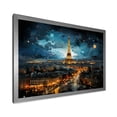 thumbnail image 2 of Designart "Night Views of the Eiffel Tower in Paris" Cityscapes Framed Wall Art Decor - Industrial Yellow Paris Entryway Framed Wall Art, 2 of 6